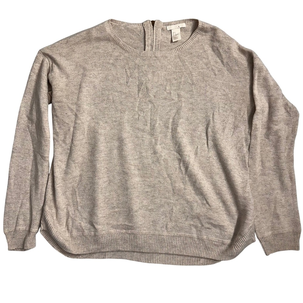 H&M Beige Knit Sweater Womens Long Sleeve Crew Neck Casual Pullover Top S
